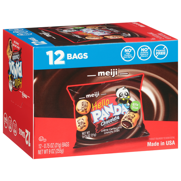 Meiji Hello Panda Chocolate Cookie, Bite Size, 12-0.75 oz Bags