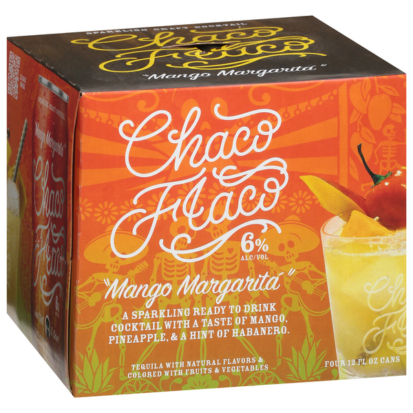 Chaco Flaco Sparkling Craft Cocktail, Mango Margarita, 4Pk | Hy