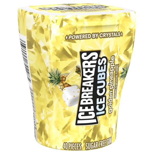 ICE BREAKERS ICE CUBES Golden Pineapple Sugar Free Gum, 40Ct | Hy