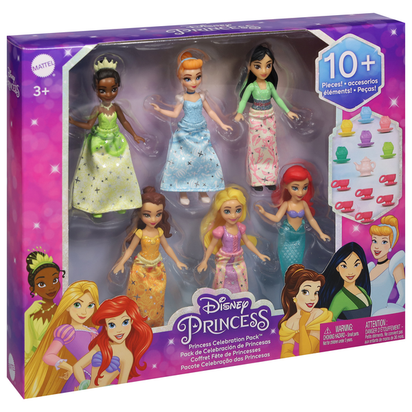 Mattel Disney Princess, Princess Celebration Pack 10+ Pieces, 3+