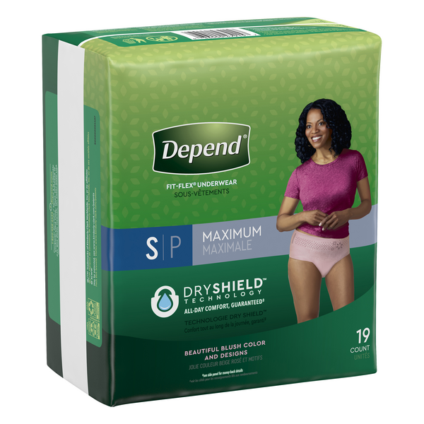 Depend FIT-FLEX Incontinence Underwear for Women, Maximum Absorbency,  Large, Blush, 17 Count : : Health & Personal Care