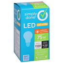 Simply Done 75W LED Light Bulb, Frosted, Soft White, 11 Watts