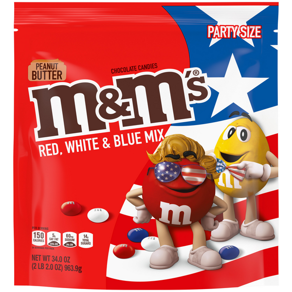 M&M'S Peanut Butter Red, White & Blue Patriotic Chocolate Candy, 2.83 oz.  Bag, Shop