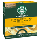 Starbucks Blonde Espresso Roast for Nespresso Vertuo Ground Coffee Capsules 10Ct