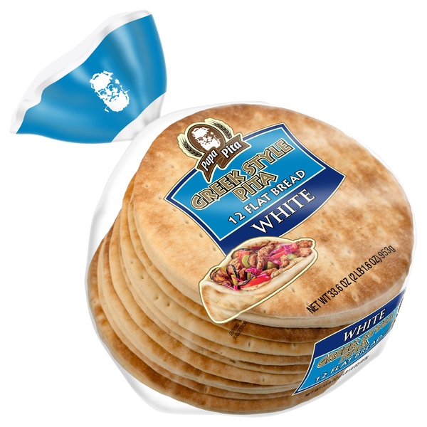Papa Pita White Greek Pita Flat Bread 12Ct | Hy-Vee Aisles