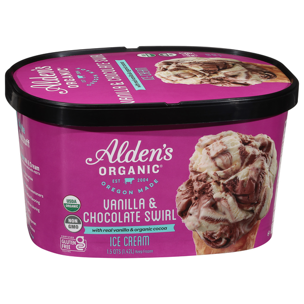 Alden's Organic Vanilla & Chocolate Swirl Ice Cream 1.5 qt | Hy
