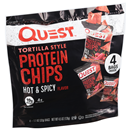 Quest Tortilla Style Protein Chips, Hot & Spicy Flavor, 4-1.1 oz Bags