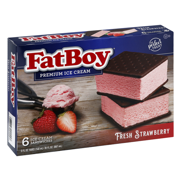 Fatboy Ice Cream Sandwiches, Fresh Strawberry 6-5 Fl Oz | Hy-Vee
