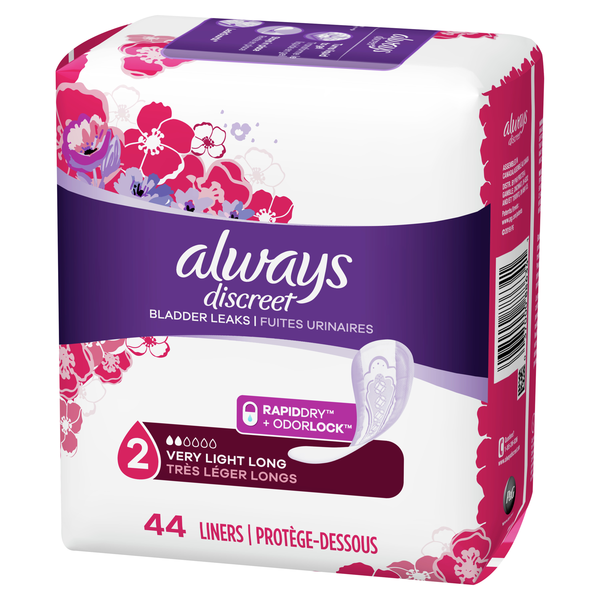 Always Discreet Incontinence Liners 2 Very Light Long