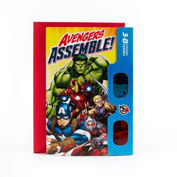 Hallmark Avengers Birthday Card With 3D Stickers And Glasses