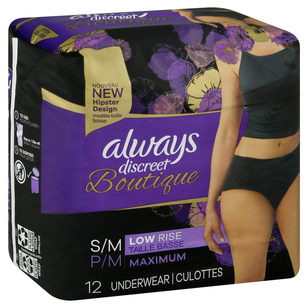 Always Discreet Boutique Incontinence Maximum Protection Underwear for  Women, Small/Medium, 40 Count : : Health & Personal Care