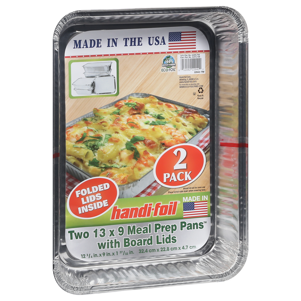 Handi-Foil Meal Prep Pans with Board Lids, Jumbo, 2 Pack