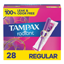 Tampax Radiant Tampons Regular Absorbency, Unscented