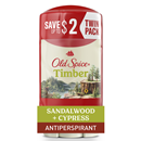 Old Spice Invisible Solid Antiperspirant Deodorant for Men, Timber with Sandalwood Scent, Twin Pack, 2-2.6 ounces each