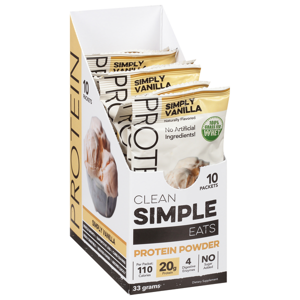 Clean Simple Eats Simply Vanilla Protein Powder, 10-1.16 oz Packets ...