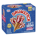 Drumstick Lil Drums Frozen Dairy Dessert Cones, Strawberry/Vanilla Strawberry, 12Ct
