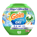Gain Flings Ultra Oxi Waterfall Delight Liquid Laundry Detergent Pacs 60 Count
