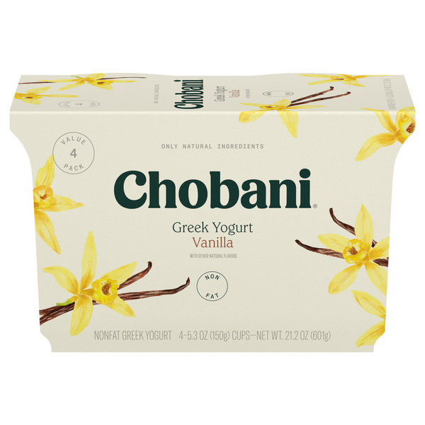 Chobani Plain Non-Fat Greek Yogurt 4-5.3 Oz