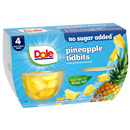 Dole No Sugar Added Pineapple Tidbits 4 Count