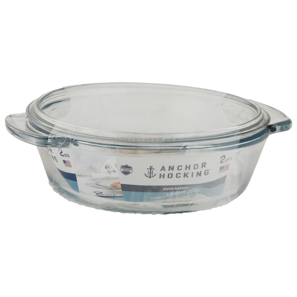 Anchor Hocking Large Round Glass Ovenware Casserole Dish With Lid Oven To  Table