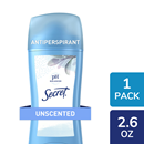 Secret Unscented Women's Invisible Solid Ph Balanced Antiperspirant Deodorant