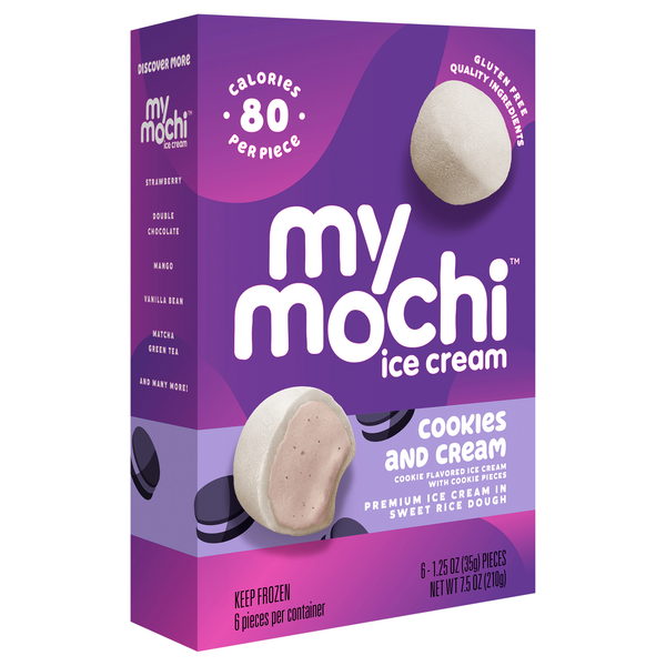 My/Mo Mochi Ice Cream Cookies Cream 6 - 1.5 Oz Pieces | Hy-Vee