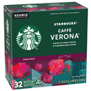 Starbucks Caffe Verona Dark Roast Ground Coffee K-Cups 32-0.42 oz. ea