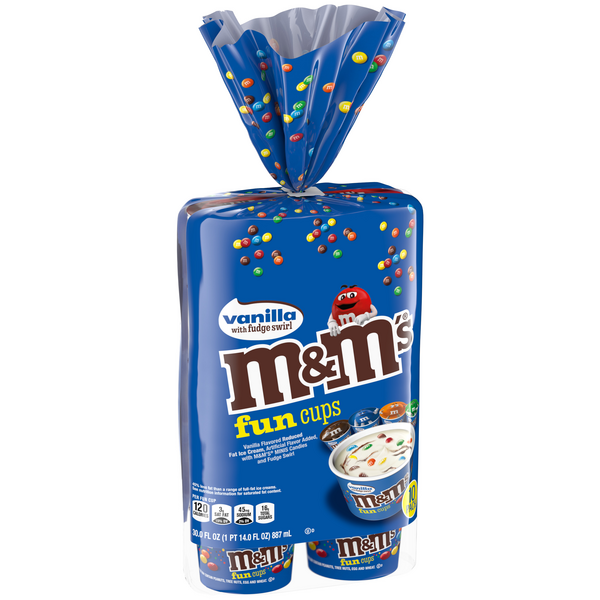 Save on M&M's Fun Cups Vanilla Ice Cream with Chocolate Swirl - 10