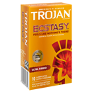 Trojan Ecstasy Ultra Ribbed Lubricated Latex Condoms