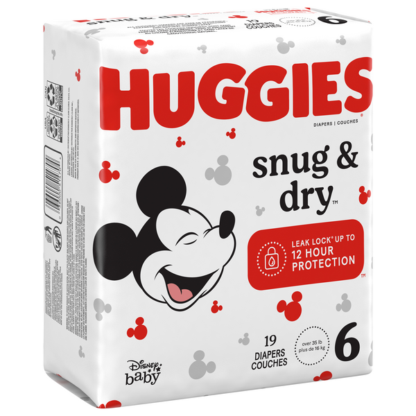 Huggies Size 6 Diapers, Snug & Dry Baby Diapers, Size 6 (35+ lbs), 104 Count