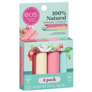 eos 100% Natural & Organic Lip Balm Sticks, Pomegranate Raspberry/Vanilla Bean/Strawberry Sorbet/Sweet Mint, 4Pack