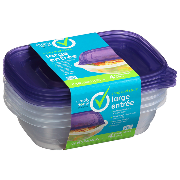 Snap And Store Medium Square Food Storage Container - 4ct/32 Fl Oz