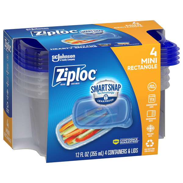 Ziploc 1.8Cup Mini Rectangle Containers & Lids