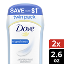 Dove Original Clean Invisible Solid Anti-Perspirant Deodorant 2-2.6 Oz