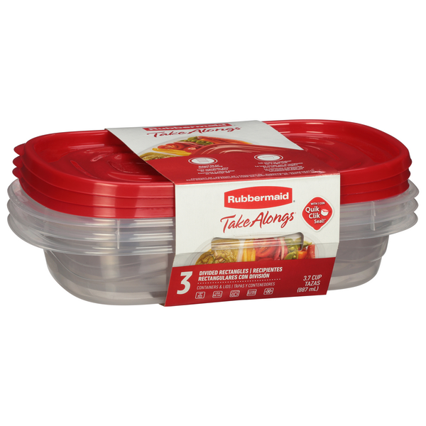 Rubbermaid 3.7 Cups Divided Rectangles Food Containers (5 ct)