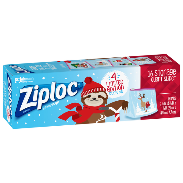 Ziploc Slider Bags, Storage, Quart 16 Ea, Food Storage Bags