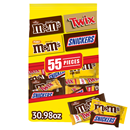 M&M'S, SNICKERS & TWIX Variety Pack Fun Size Milk Chocolate Candy Bars Assortment, 55 Piece Bag
