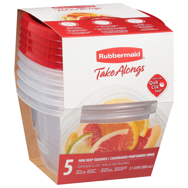 Rubbermaid TakeAlongs 5-Pack 2.1 Cup Mini Deep Squares Food Containers with  Lids
