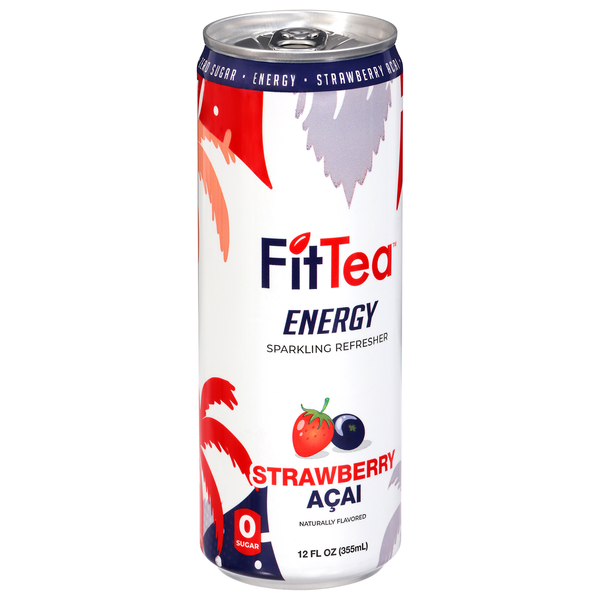 FitTea Energy Sparkling Refresher, Strawberry Acai | Hy-Vee Aisles
