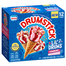 Drumstick Lil Drums Frozen Dairy Dessert Cones, Strawberry/Vanilla Strawberry, 12Ct