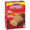 Hot Pockets Sandwiches, Hickory Ham & Cheddar, Crispy Buttery Crust, 8 Pack