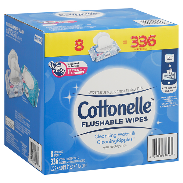 Cottonelle Fresh Flushable Wipes Case of 4/84s 336 ct Refills 