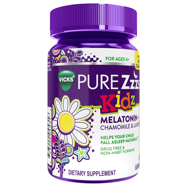 Vicks PURE Zzzs Kidz Melatonin Gummies, Chamomile & Lavender | Hy