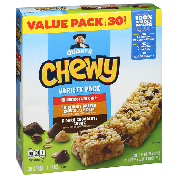 Quaker Chewy Variety Pack Granola Bars, Value Pack, 30-0.84 oz | Hy-Vee ...