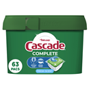 Cascade Complete ActionPacs Dishwasher Detergent, Fresh Scent, 63Ct