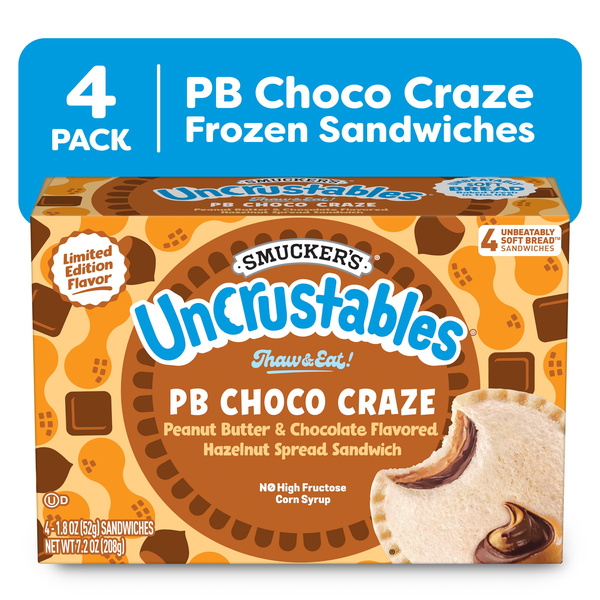 Smucker's Uncrustables PB Choco Craze Flavored Sandwiches, PB