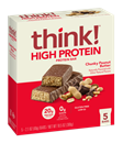 thinkThin Chunky Peanut Butter Chocolate Dipped Protein Bars, 5-2.1 oz Bars