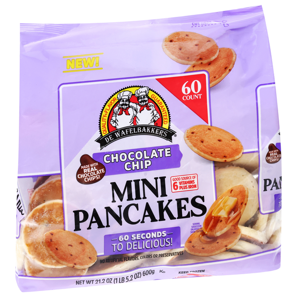 De Wafelbakkers Mini Pancakes, Chocolate Chip, 60Ct | Hy-Vee