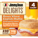 Jimmy Dean Sandwiches, Canadian Bacon, Egg White & Cheese, Honey Wheat English Muffin