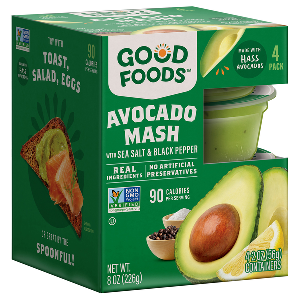 Good Foods Avocado Mash With Sea Salt & Black Pepper, 4-2 oz